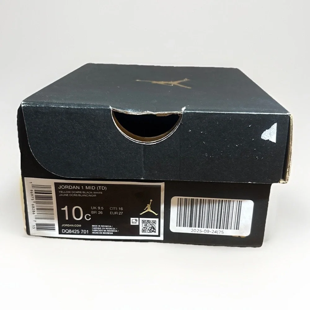 Jordan 1 Mid (TD) Toddlers' Shoes Yellow Ochre-Black-White DQ8425-701 Size 10c
